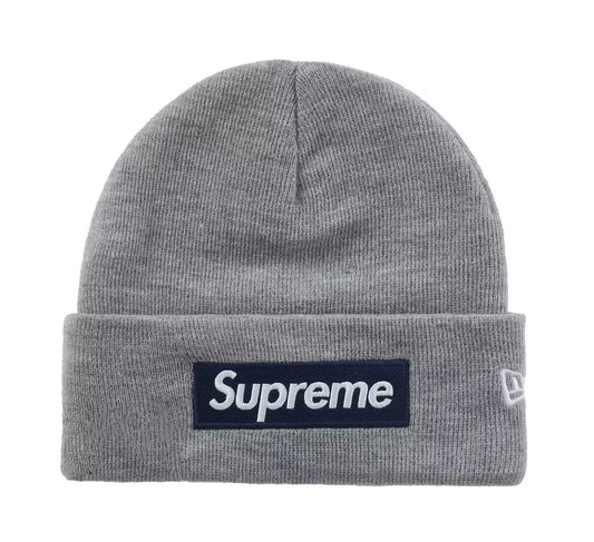 Supreme New Era Box Logo Beanie Heather Grey